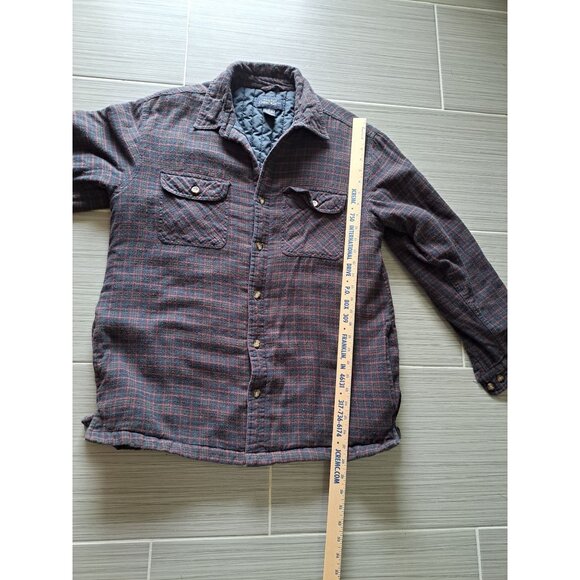 Vtg Plaid Quilted Flannel Jacket Blue & Red Cotton Men's M Shacket - Picture 8 of 11
